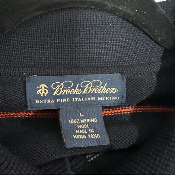Brooks Brothers Stripe Sweater L Navy Multicolor Italian Merino Wool Rainbow - Picture 6 of 10